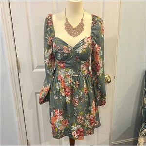 BOG COLLECTIVE | sage green floral print dress S